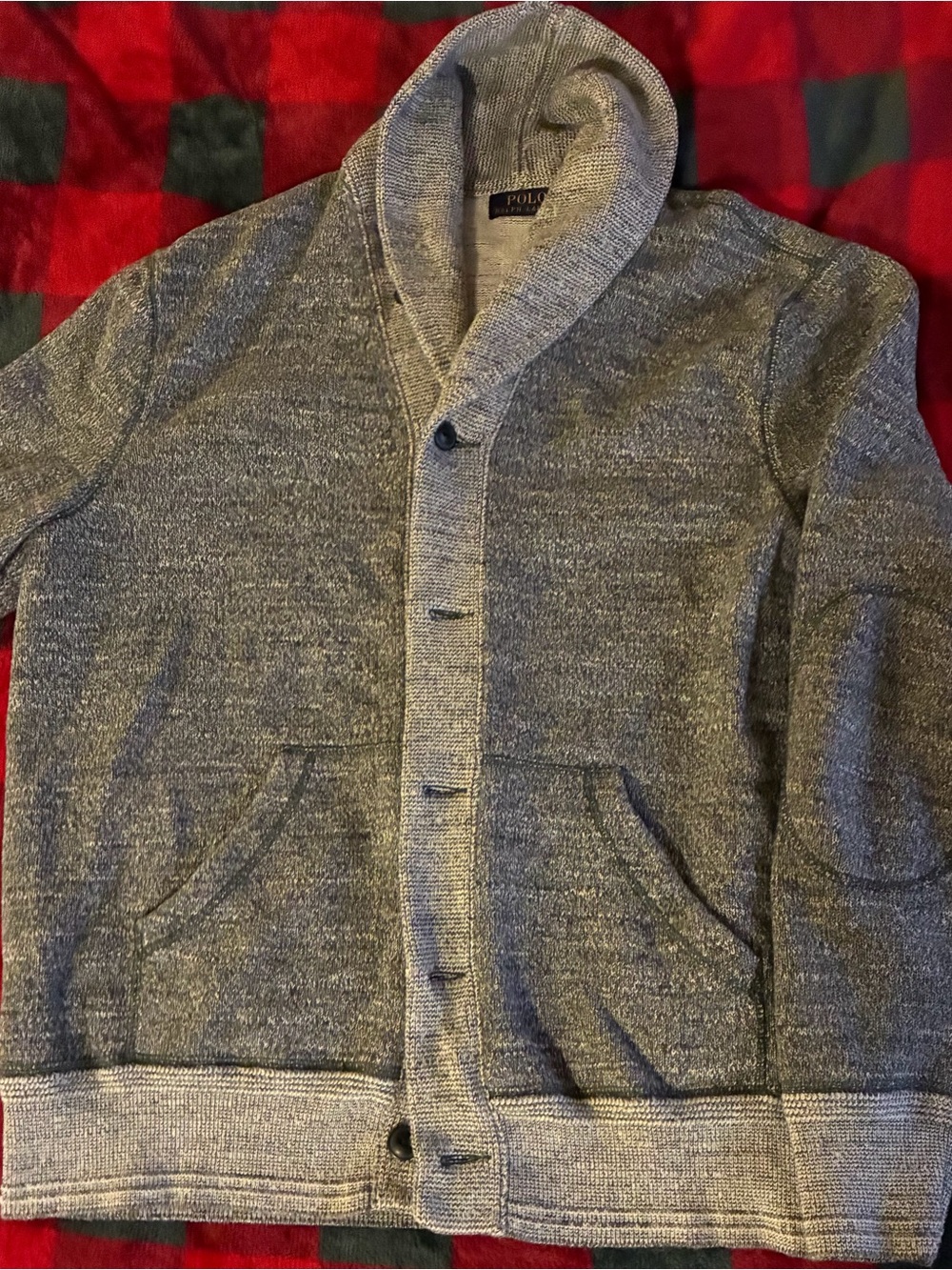 Polo by Ralph Lauren Gray Shawl-Collar Knit Cardigan